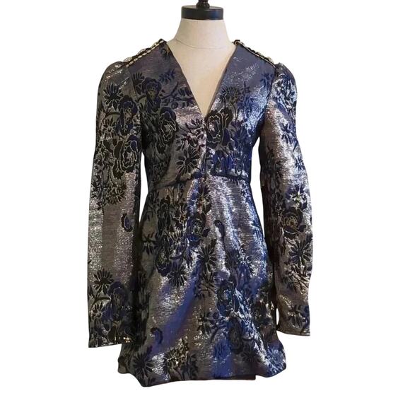 Rare London Limited edition blue metallic cocktail dress NWT size 6 - Picture 1 of 6